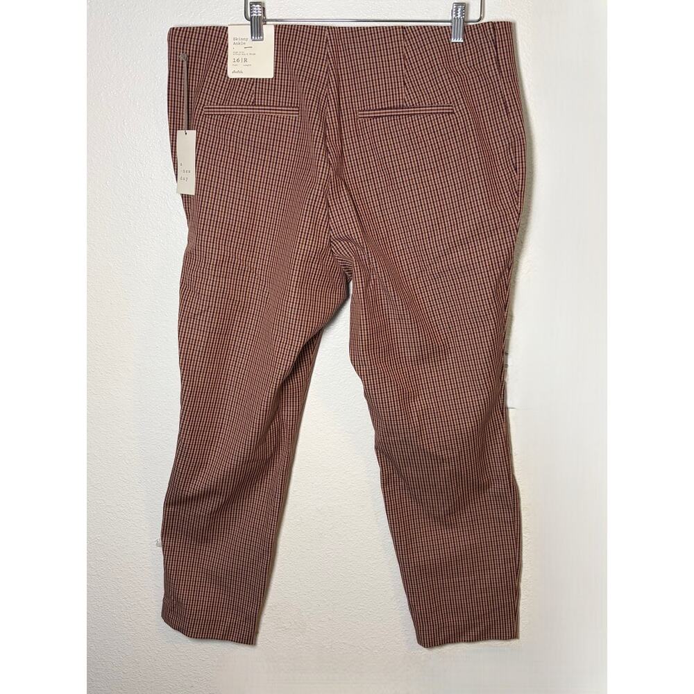 A New Day Ankle Pants 16 Brown Red Plaid High‎ Rise Stretch Dark Academia - Picture 4 of 10